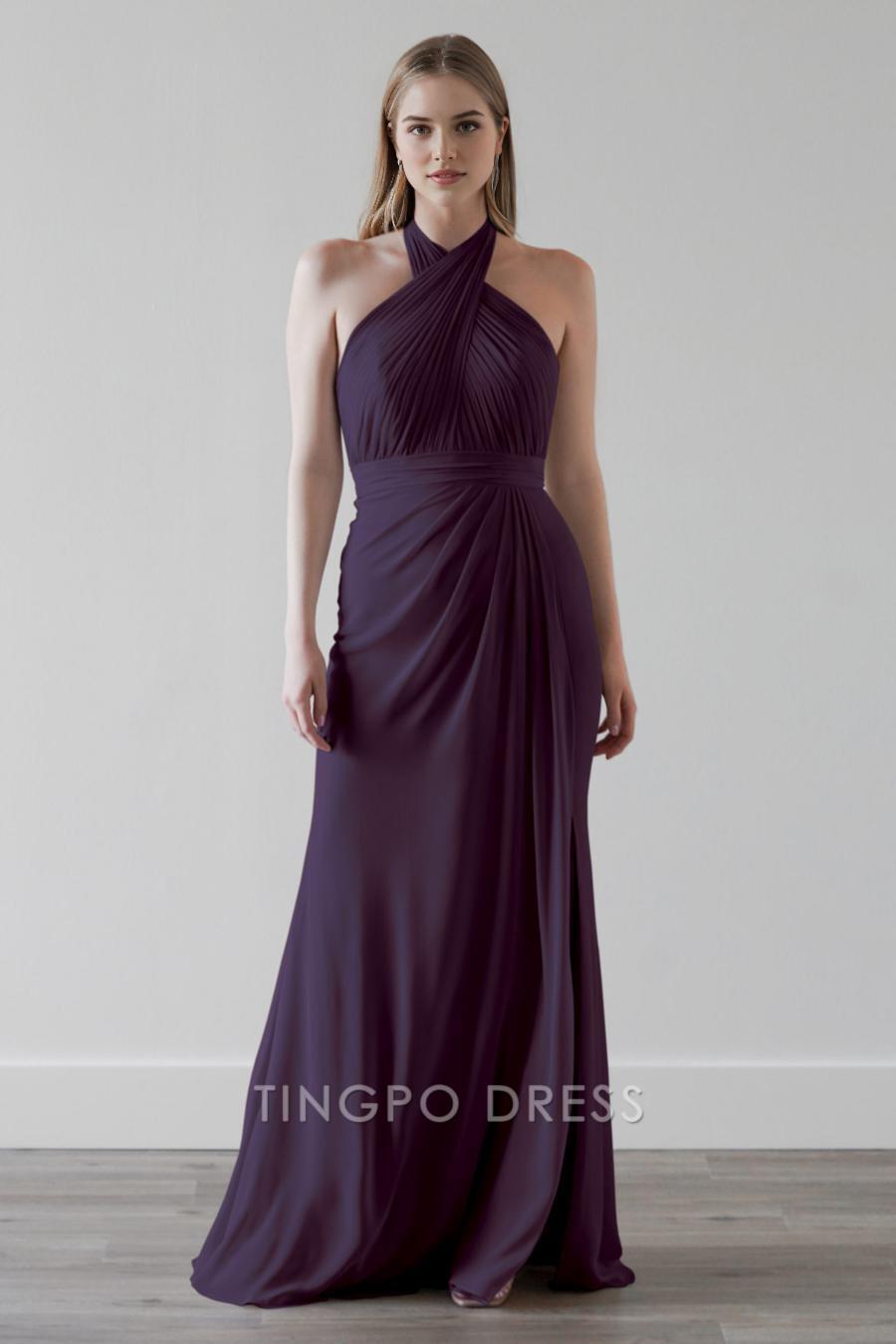 TingPo Wholesale Elegant Strapless waist cinched sleeve floor length ball dress formal women's dress